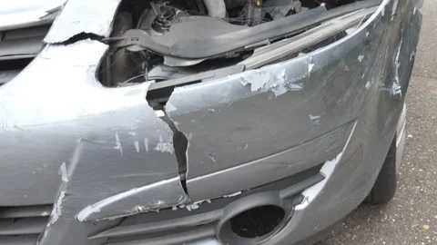 A front part of a crashed car. Stock Footage 112359302