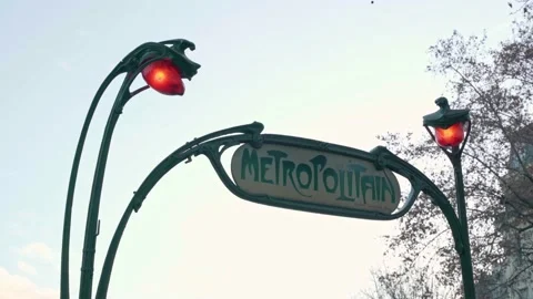 Front part of the design and advertisement of the Paris subway with the Stock Footage 229829911