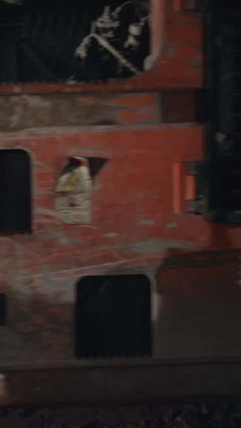 Front part of heavy mining machinery with bright headlights Stock Footage 309049971