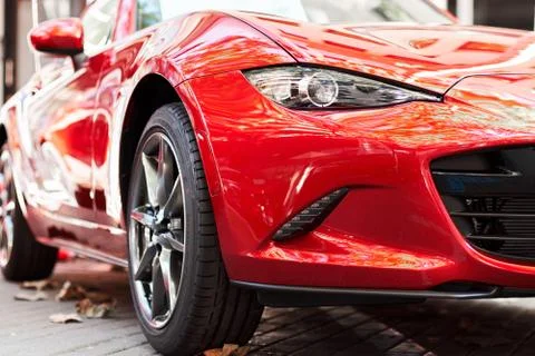 Front part of a red car Stock Photos