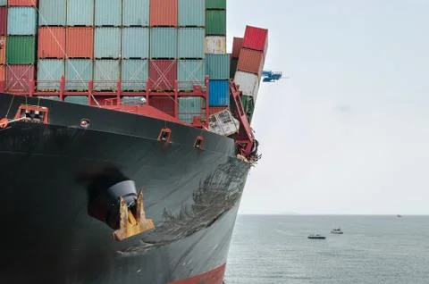 Front part of the ship after collision Stock Photos