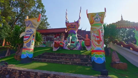 In Front of Phi Ta Khon Museum at Wat Phon Chai Stock Footage 330097413