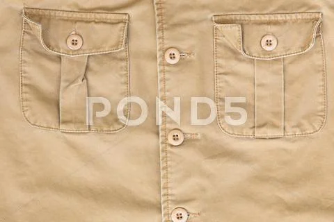 Front Pocket On Brown Shirt Textile Texture Background