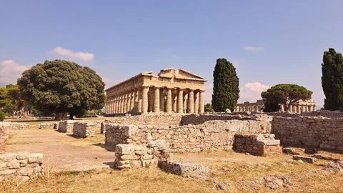 Front of Poseidon Temple at Paestum - Static Clip Stock Footage 272223719