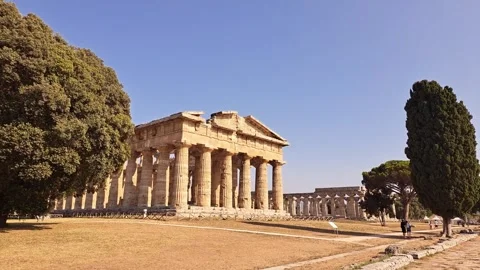 Front of Poseidon Temple at Paestum - Static Clip Stock Footage 272224418