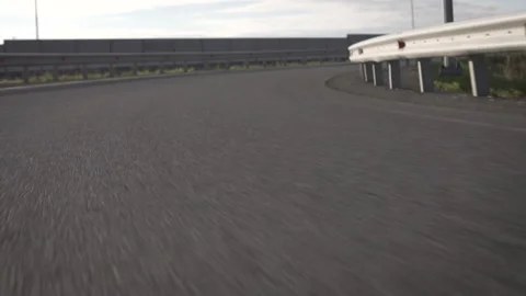 Front pov view of car driving on asphalt road. Footage. View close to asphalt Stock-Footage 219673613