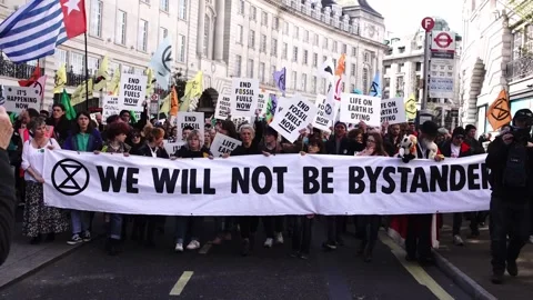 The Front of the Protest!  XR 9th April 2022 Stock Footage 186992174