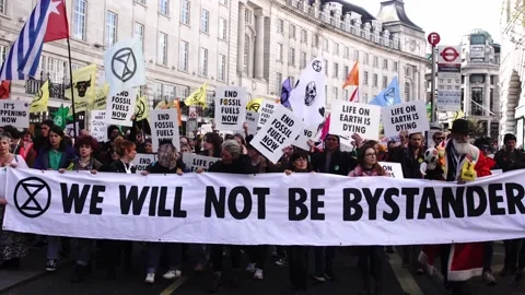 The Front of the Protest -  XR 9th April 2022 Stock Footage 186992266