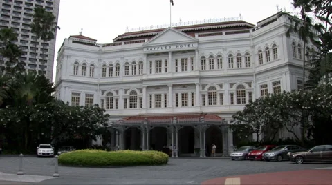 The front of Raffles Hotel Stock Footage 60249047