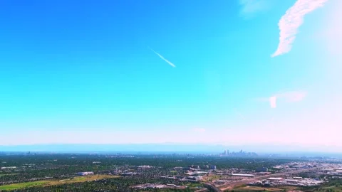 Front Range downtown cityscape city of Denver skyscrapers buildings Aerial Stock Footage 340429820