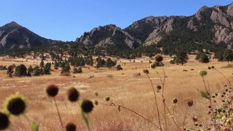 Front Range of the Rocky Mountains at Boulder, Colorado Stock Footage