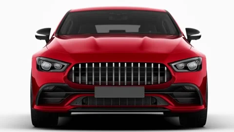 Front of the red car appears from the dark in studio. Stock Footage 95313433