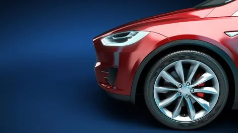 Front of the red car side view 3d render on blue gradient 스톡 일러스트