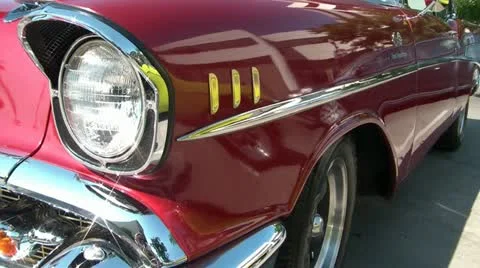 Front of Red Classic Car Video stock 12581191