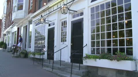 Front of restaurant with large paned windows Stock Footage 8981490