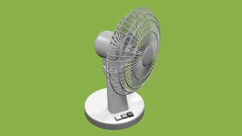 FRONT RIGHT AXO VIEW OF OSCILLATING DESKTOP FAN ANIMATION Vídeos de archivo 98612283