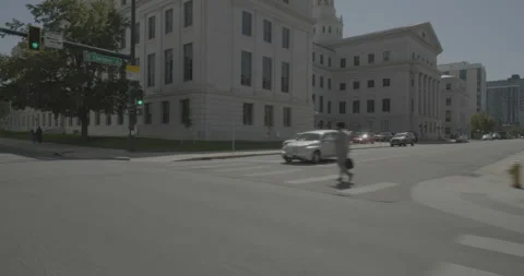Front right driving plate - Colfax Avenue at Delaware Street Denver Stock Footage 289099281