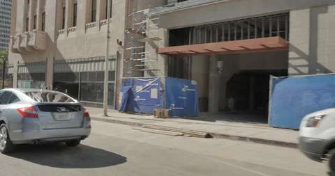 Front right driving plate - Hill St at Fifth Street, Downtown LA Stock Footage 113753198