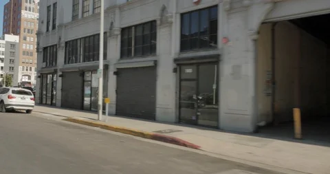 Front right driving plate - Santee St at 9th Street, Downtown LA Stock Footage 113761390