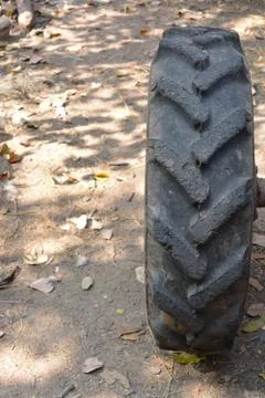 Front right wheel while parked. Stock Photos