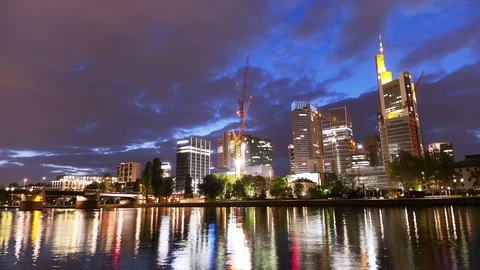 Front River Skyline  at Night Stock Footage 98500513