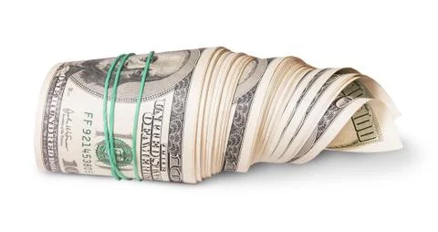 In front roll of money on the side Stock Photos