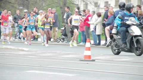 Front runners at half Marathon event Stock Footage 36989866