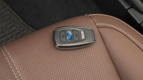 Front seat in car interior with keys close up  2017 Subaru Forester 2.5i Touring Stock Footage 159866689