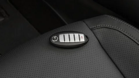 Front seat in car interior with keys close up  2017 Nissan Rogue SL Stock Footage 159922915