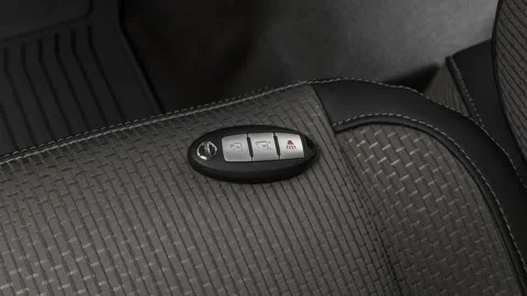 Front seat in car interior with keys close up  2017 Nissan Titan S Stock Footage 159923928