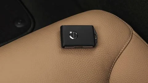 Front seat in car interior with keys close up  2019 Volvo S90 T5 Momentum Stock Footage 160028253