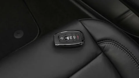 Front seat in car interior with keys close up  2019 Lincoln MKZ Reserve I Stock Footage 160033334