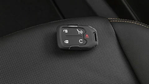Front seat in car interior with keys close up  2020 GMC Terrain SLT Stock Footage 160086486