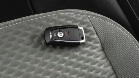 Front seat in car interior with keys close up  2020 Ford Escape SE Stock Footage 160090739