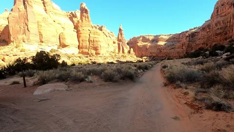 Front Seat POV Discovering the Hidden Gems of Bride Canyon, Moab Utah Stock Footage 261989545