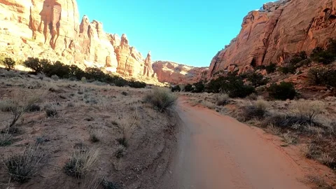 A Front Seat View Driving Through the Stunning Bride Canyon; Moab Utah Stock Footage 261988457