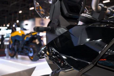 Front section featuring motorcycle fairing, windshield support Stock Photos