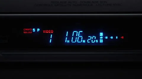 Front shot closeup on vhs vcr timecode display Stock Footage 335710671