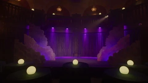 Front shot of Empty Theater and Theatre Stage Stock Footage 270485134