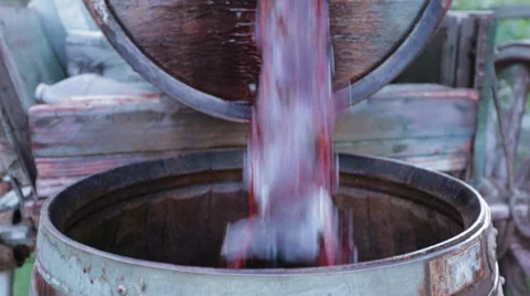 Front shot of red wine coming out of the barrel Stock Footage 36807667