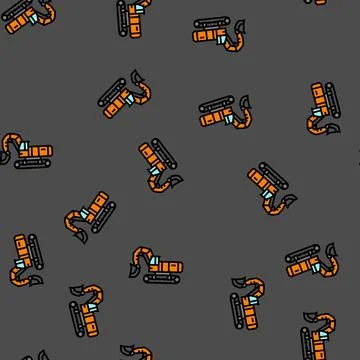 Front shovel construction vehicle vector seamless pattern Illustrazione stock
