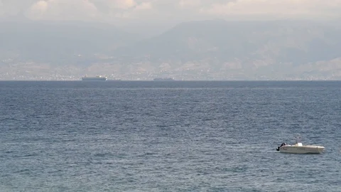 In front of the Sicily channel Stock Footage 121090320