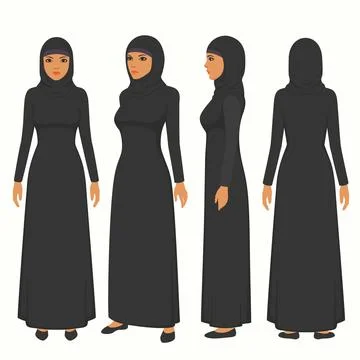 Front, side and back view of islamic person Stock Illustration