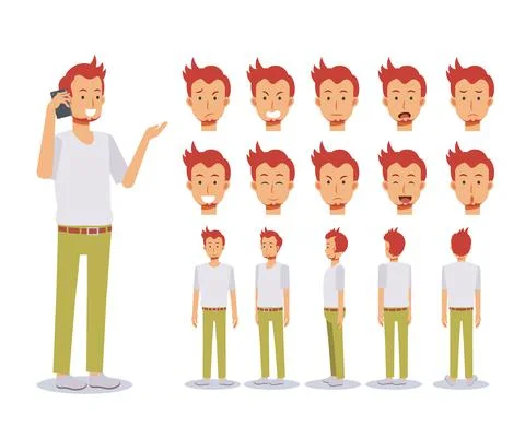 Front, side, back view animated character. Flat Vector Character creation set Illustrazione stock