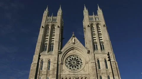 Front side of the basilica of our Lady Immaculata in Guelph, Ontario Video stock 49690614