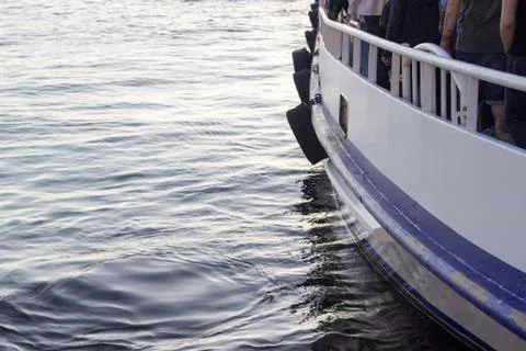 Front side of ferry on the sea Stock Photos