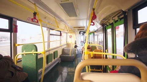 Front side of modern city bus on bus stop Stock Footage 40701001