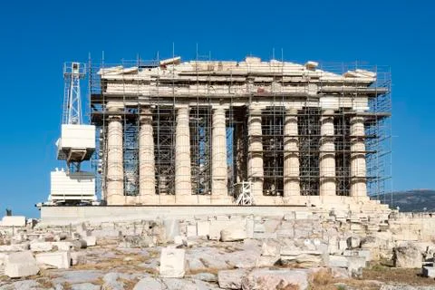 Front side of parthenon Stock Photos