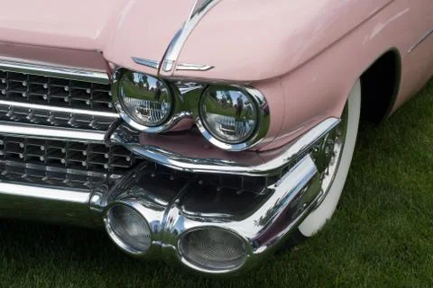 Front side of a pink classic car Stock Photos