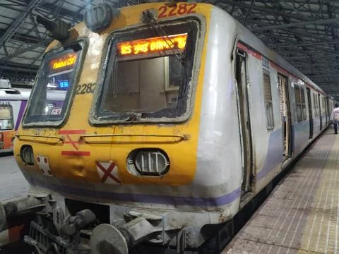 Front side of the Railway engine of the Mumbai local train. Stock-Fotos